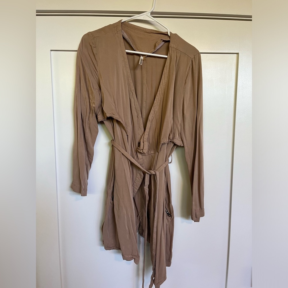 Light jacket, brown, tie in front, purchased from Urban Outfitters